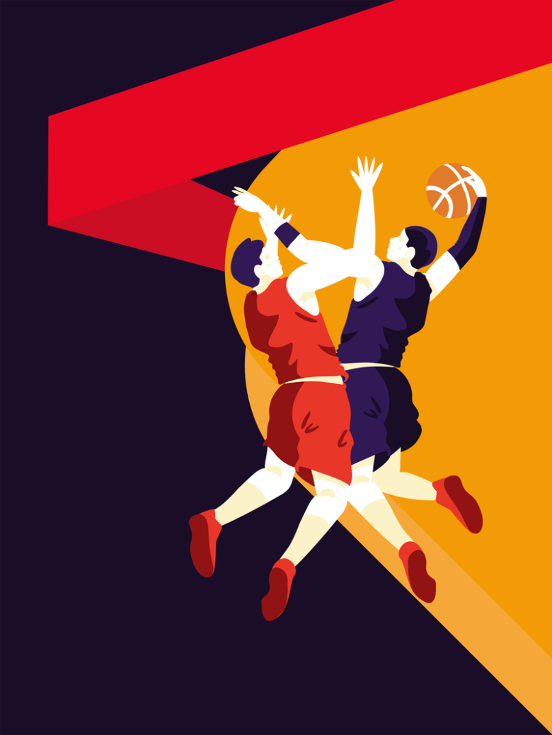扁平化简约篮球培训比赛海报背景