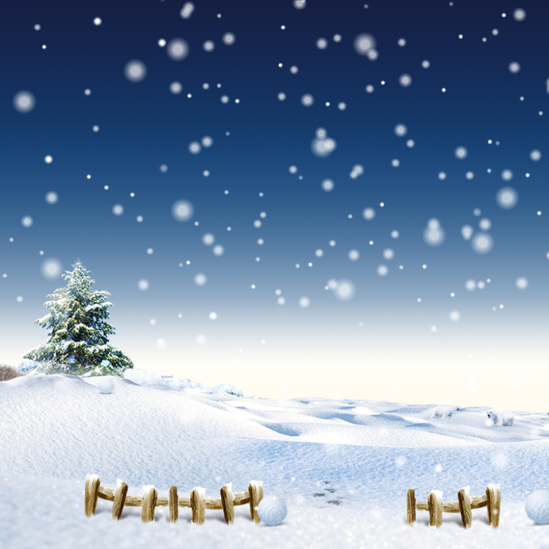 圣诞节雪地白色围栏雪海报背景素材